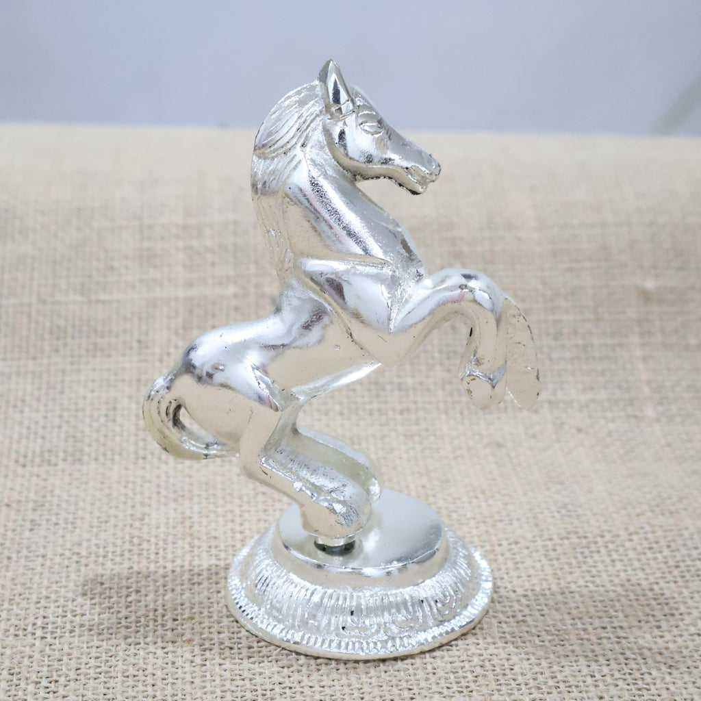 KridayKraft Jumping Horse Metal Statue for Wealth Table Top Figurine for Living Room Bedroom Home Office Animal Decorative Showpiece Feng Shui Vanstu Sculpture for Gift Purpose. (Silver)