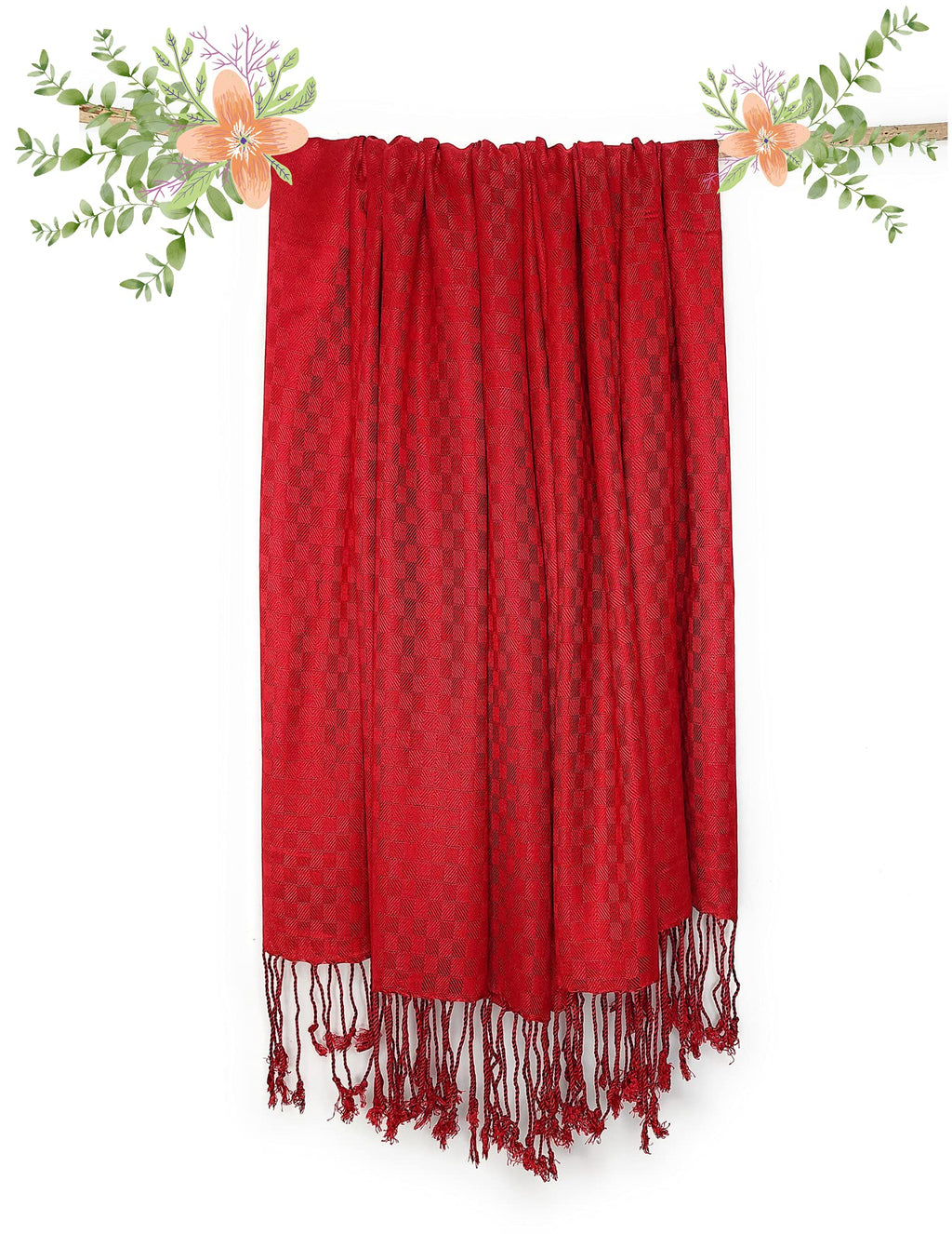 Chandwasia Viscose Scarf Stole & Shawl | Travel Office Casual Styling For Girls Women Men Summer Winter Use | Maroon | Viscose Fabric | 28x72 Inches | Self Design Sent Randomly
