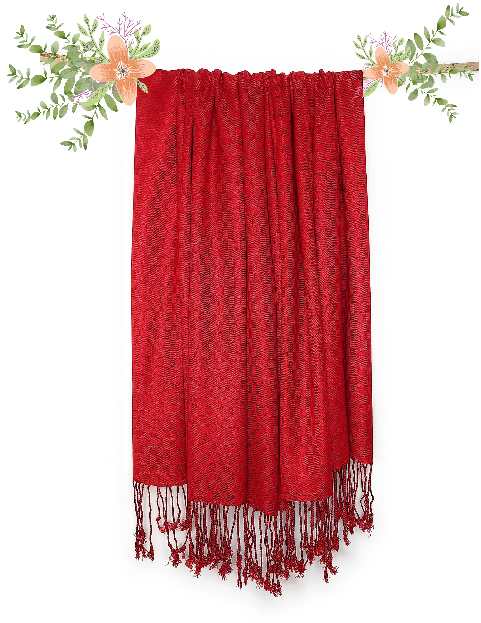 Chandwasia Viscose Scarf Stole & Shawl | Travel Office Casual Styling For Girls Women Men Summer Winter Use | Maroon | Viscose Fabric | 28x72 Inches | Self Design Sent Randomly