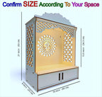Devson Beautiful Wooden Temple | White MDF Pooja MANDIR for Home and Office use with LED SPOT Light | Engineered Wood Pooja Stand with Storage Shelves | Size - H 21 x L 16 x W 9 inch | S15DRWRW