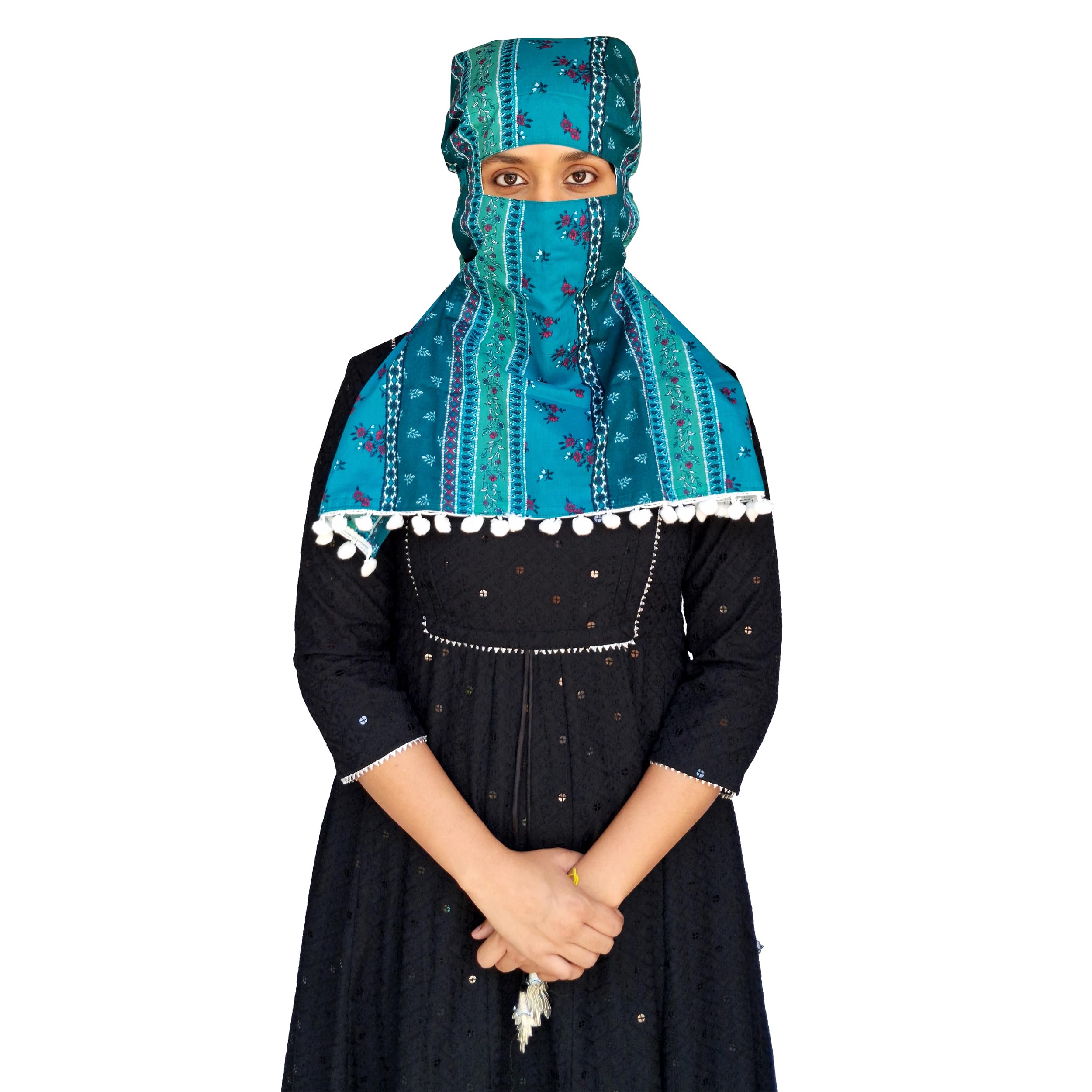 Switchon Export quality Cotton Multi color scarf hijabf for women for 12 yrs and above (Green_Multi)