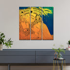 VIBECRAFTS Beautiful Radha Krishna 3 Pieces Canvas Wall Painting Fitted With Wooden Frame For Home | Office | Living Room | Gifts (PTVC3Pcs1_9536)
