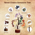 Wonder Care Crystal Tree for Home Decorations Healing Stones Witchy Room Crystal Gifts Gem Christmas Stands for Real Tree (7 Chakra Tree 300 Beads)