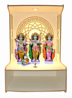Alpine Willow Wooden Wall Mounted Pooja Mandir with LED Spotlight | Engineered Wood Temple for Home | Frosty White Finish | DIY Assembly | (H-18, W-12, D-12 inch)