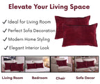 RD TREND® Corduroy Cushion Cover Set of 2, Striped Double Sided Decorative Throw Pillowcases for Sofa, Bed & Living Room Rectangular Long Cushion Covers 18x28 inches | Maroon