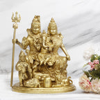ARTVARKO™ Brass Lord Shiva Parvati Kartikeya and Ganesha Murti Shiv Family Parivar Shivlin Idol Statue for Home Décor Mandir Temple Gift Showpiece 9 Inches Height