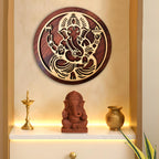 SWAGSTATION Lord Ganpati MDF Wall Hanging | Hindu God Ganesha Home Temple & Wall Decor for Pooja Room, Door Entrance & Living Room (12 Inches)