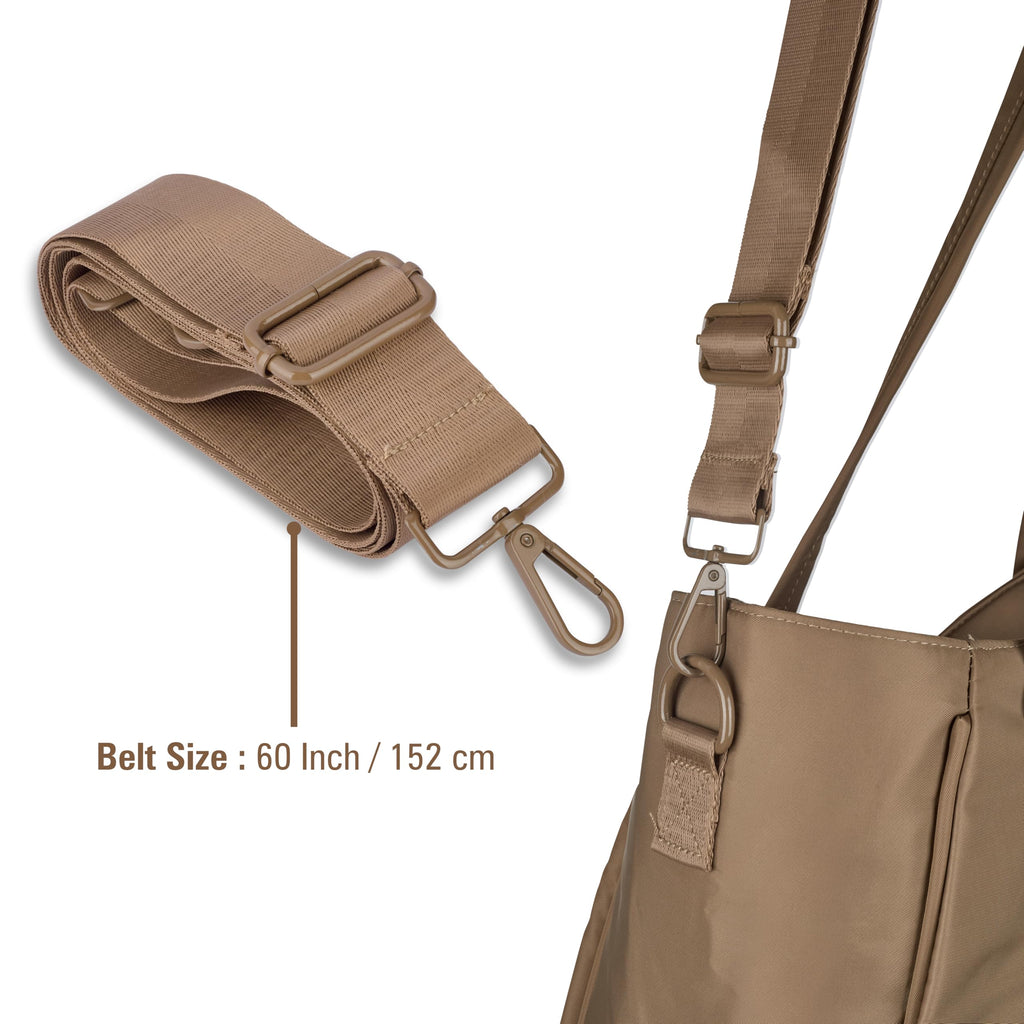 Women’s Tote Bag with Zipper & Adjustable Shoulder Strap – Lightweight Large Handbag for Work, Travel & Daily Use (BROWN)