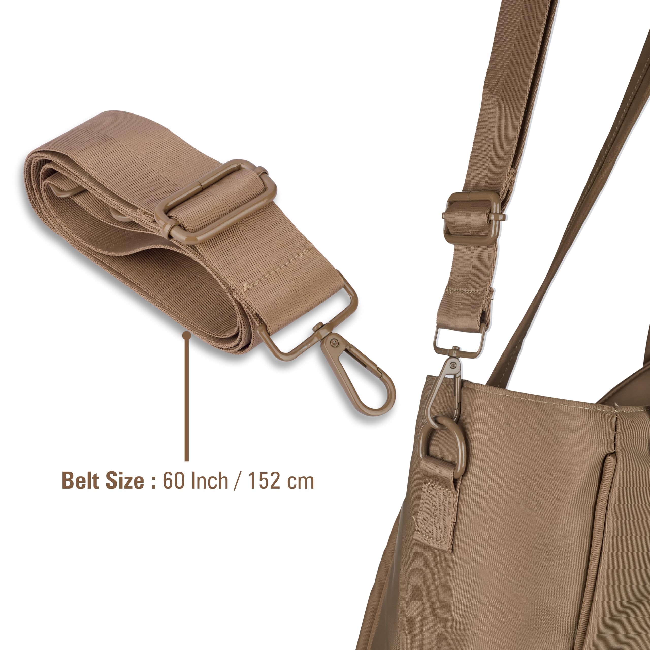 Women’s Tote Bag with Zipper & Adjustable Shoulder Strap – Lightweight Large Handbag for Work, Travel & Daily Use (BROWN)