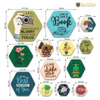 Artvibes Life is Like a Book Decorative Hexagon Shape MDF Wooden Wall Hanging | Quotes Decor Item | Wall Accent | Office Decor | Inspirational Quotes Wall Art | Wall Decoration (WPS_210N), Set of 13