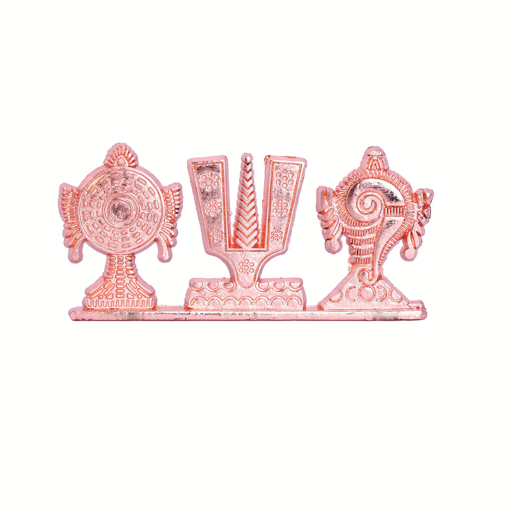 KridayKraft Tirupati Balaji Symbol Stand Shankh Chakra Tilak Copper Plating Finish Decorative for Car Dashboard Home & Office Table Showpiece Figurines,Religious Gift Idol...