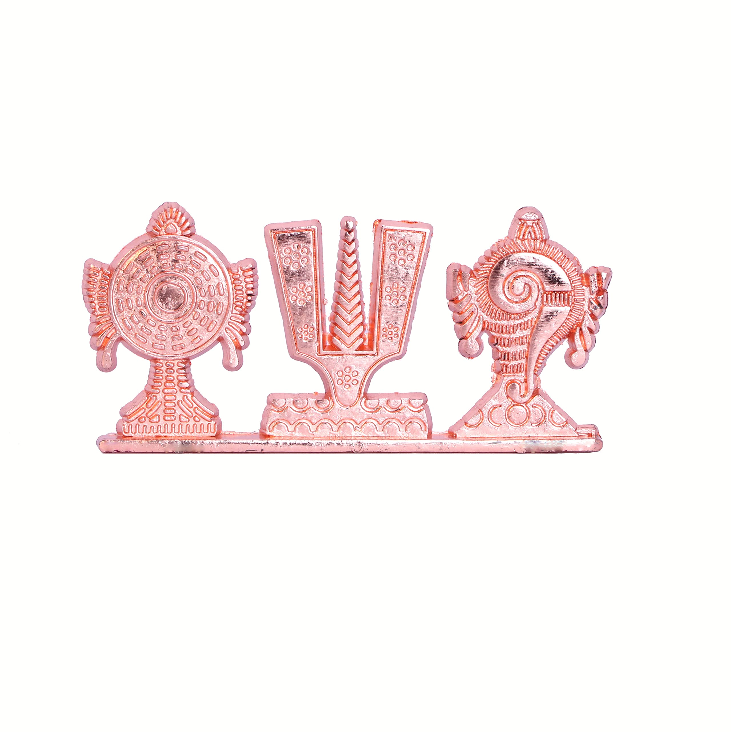 KridayKraft Tirupati Balaji Symbol Stand Shankh Chakra Tilak Copper Plating Finish Decorative for Car Dashboard Home & Office Table Showpiece Figurines,Religious Gift Idol...