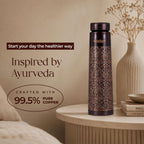 Artarium Antique Floral Design Glossy Finish 1 Litre Ayurveda Inspired Copper Water Bottle Leak Proof Bottle For Office Home Boosts Immunity Supports Digestive Liver Health (Antique Etching Bottle)