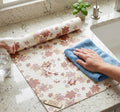 MUSHIES Premium Washable Floral Pattern Placemat Roll (Beige, 5 Metre x 17 Inch) | Multipurpose Kitchen Mat, Dining Table Mat, Fridge Mat, Wardrobe & Drawer Shelf Liner Kafalo