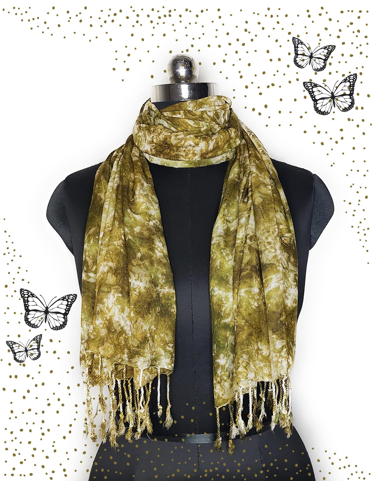 Chandwasia Rayon Shades Shibori Pattern Scarf Stole & Shawl | Soft Viscose Fabric Unisex Accessory for Men and Women | Suitable for Summer and Winter Wear