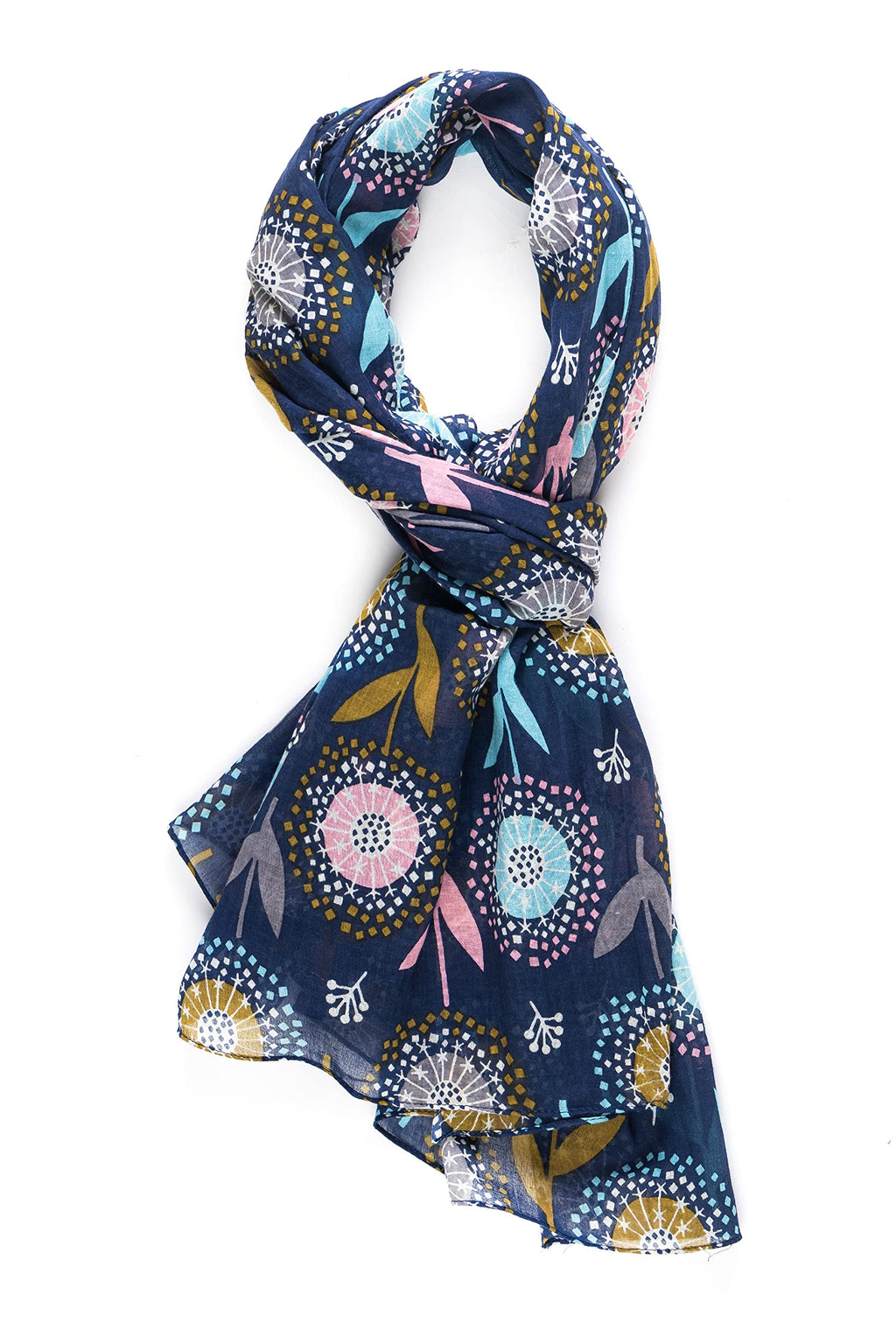AQVA Printed Cotton Scarf for Women Stylish (Mahfil Navy) | Head and Face Cover Scarf for Girls with 100% Cotton | Soft & Lightweight Scarves/Stoles for all Weather (72 x 43 in)