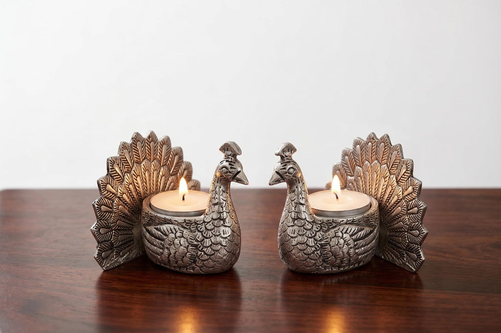 KridayKraft Designed with a Versatile Central Cavity, This Peacock Serves as a Stunning tealight Candle Holder, a mini Indoor Planter, a Unique Pen Stand, or a Sophisticated Vanity Organizer.