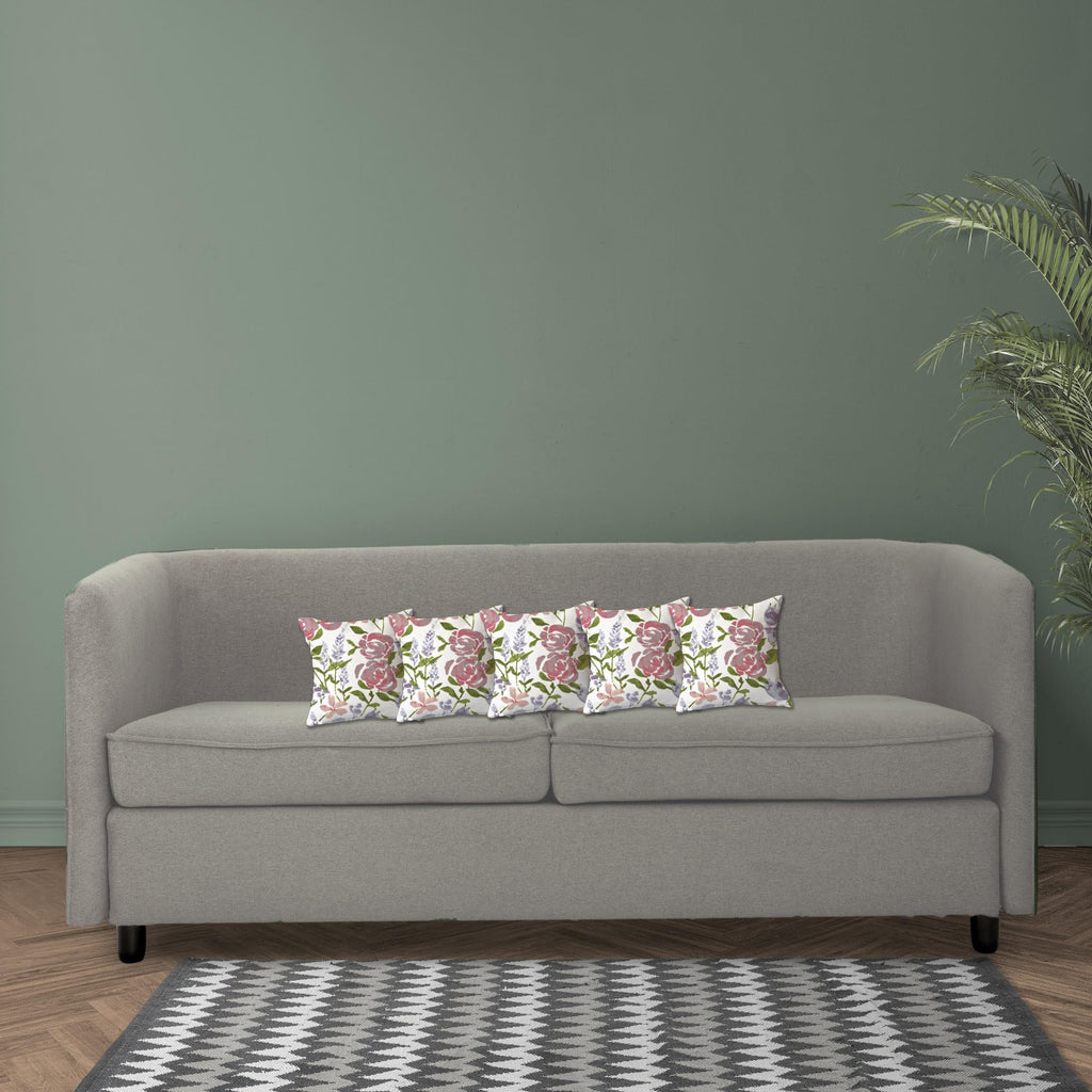 Trance Home Linen Set of 5 Premium Cotton 12x12 inch Cushion Covers for Sofa and Diwan | Throw Pillow/Small Cushion Pillow Covers – (12x12 inch | 30cmx30cm, Huvu Lilac) – Set of 5