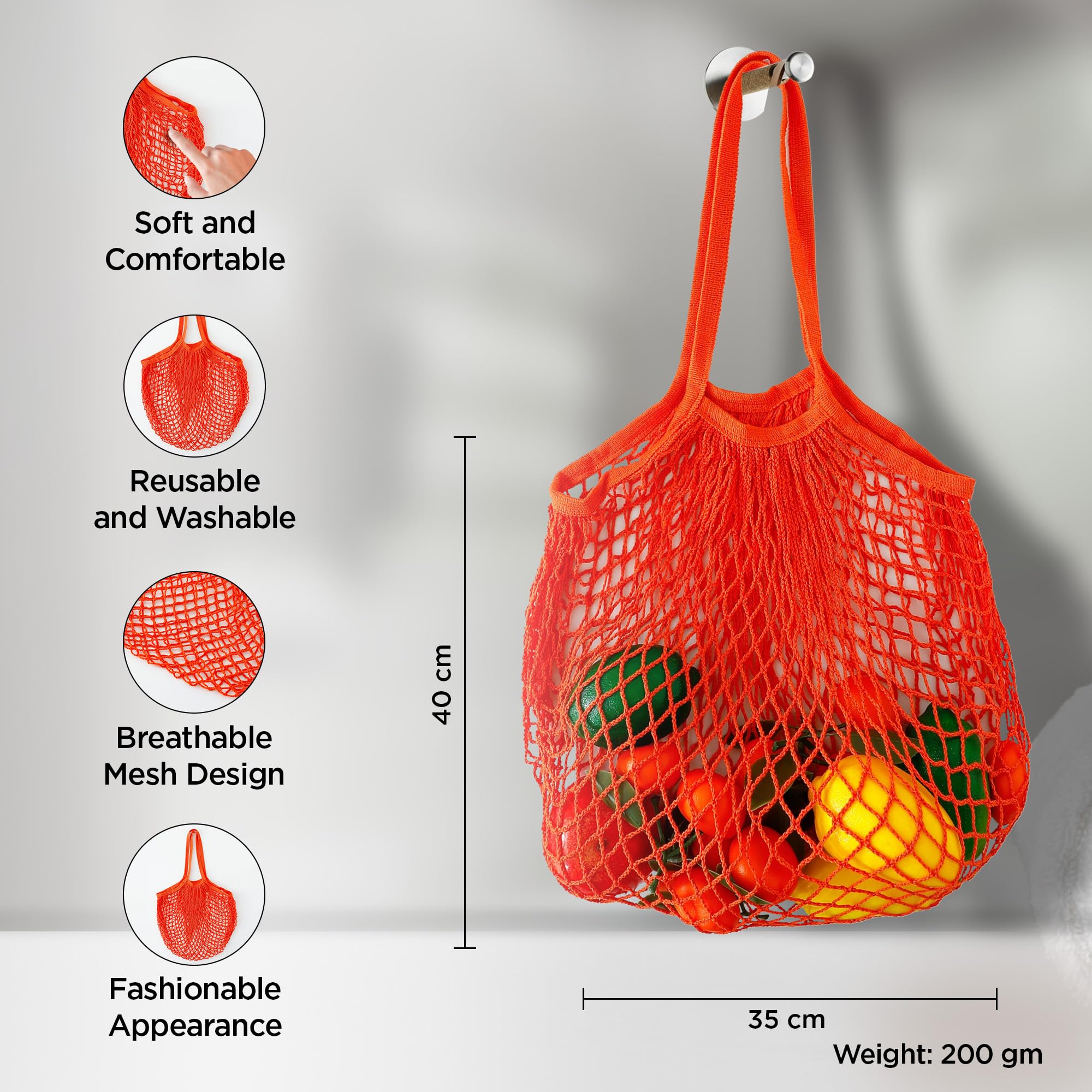 UMAI Cotton Mesh Reusable Shopping Bags For Women | Multipurpose Storage Organiser Bag