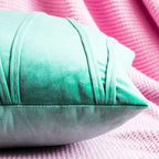 Khooti Velvet Striped Cushion Cover Pack of 1-18X18/46X46 Cm | Teal Green | Soft Pillow Covers Cushion Case for Sofa Bedroom Living Room Chair Car, Cushion Cover with Zig Zag Pattern