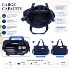 12o12 Women's Laptop Tote Bag 15.6 Inch, Water Resistant Work Tote with Laptop Compartment, Large Capacity Office Shoulder Handbag, Travel, Business, College, Teacher, Crossbody Strap (Navyblue)