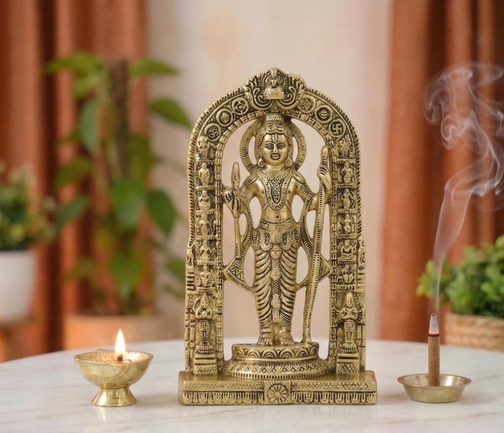 KridayKraft Ayodhyawasi Shree Ram Lalla Murti/God Idols/Ayodha's Shree Ram Statue/Home Decor/Decorative Items for Living Room/Office/Show Piece Gold Religious