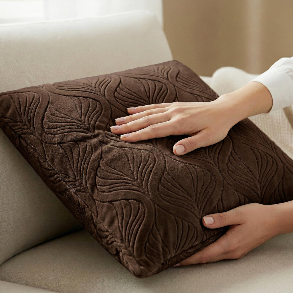 Yellow Weaves Jacquard Cushion Covers | Sofa Cushion Covers | Throw Pillow Cover for Sofa, Couch, Living Room| Removable & Washable | 16x16 Inches, 1 Piece (Coffee Brown)