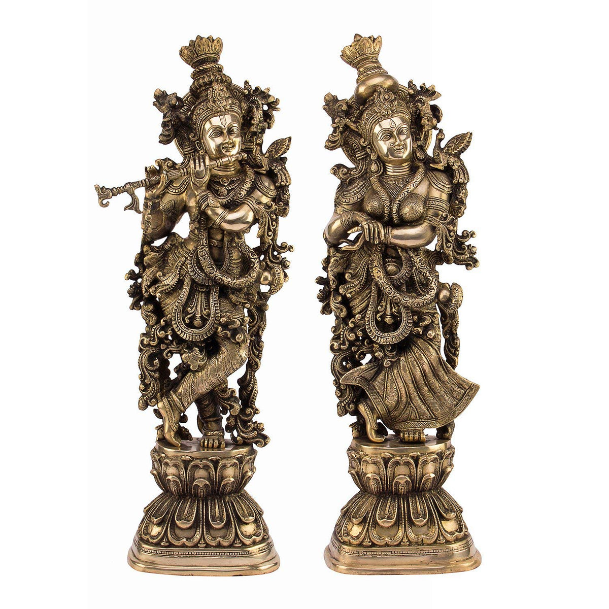 SVARUP Brass Radha Krishna Idol in Gold Color Height 29 Inch