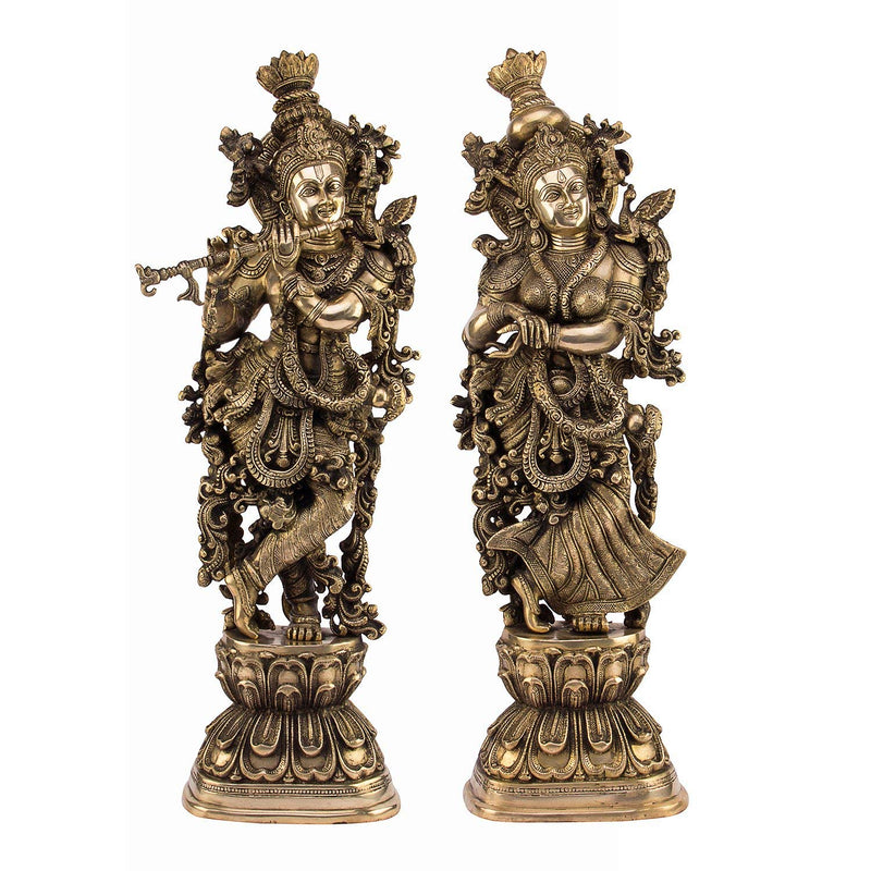 SVARUP Brass Radha Krishna Idol in Gold Color Height 29 Inch