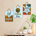 Artvibes Fall In Love Printed Wooden Wall Art For Home Decor | Valentine's Day | Quotes Decor Item | Gift Items For Girlfriend Boyfriend Husband Wife | Art Piece | Wall Art Print (WH_9602N), Set of 3