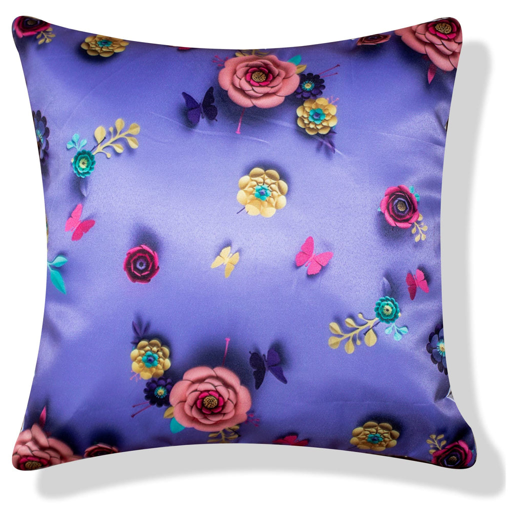 Vendola Rose Satin 250TC Cushion Pillow Covers, Peach, Set of 5 (20X20 Inches, Peach Rose)