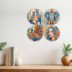 Artvibes Nature Modern Art Decorative Wall Art MDF Wooden Wall Hanger for Living Room | Wall Sculpture | Signs | Handcrafted Art | Modern Decor Artwork | Wall Poster | Unique Gift (WH_8458N), Set of 4
