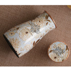 INDIAN ART VILLA Gold Flower Print Copper Water Bedroom Bottle, Designer Copper Drinkware, Volume- 950 ML