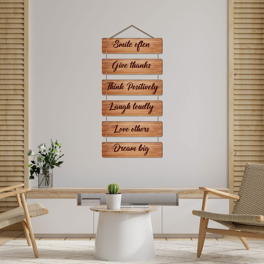 Artvibes Smile Often Give Thanks Designer Wall Hanging Wooden Art | Quotes Decor Item | Wall Illustrations | Office Decor | Wall Art Print | Inspirational Quotes | Gift Items (WH_3217N)