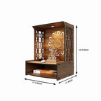Rellon Industries Wooden Mandir for Home Pooja - Beautiful Temple Stand for Office with LED Spot Light (A1)