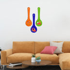 Artvibes Couples Doing Devotional Folk Dance Dandiya Wooden Wall Hanging for Decoration | Art Items | Wall Art For Hall | Wall Poster | Graphic Art | Ethnic Wall Decor | Gift Item (WH_5004N), Set of 3