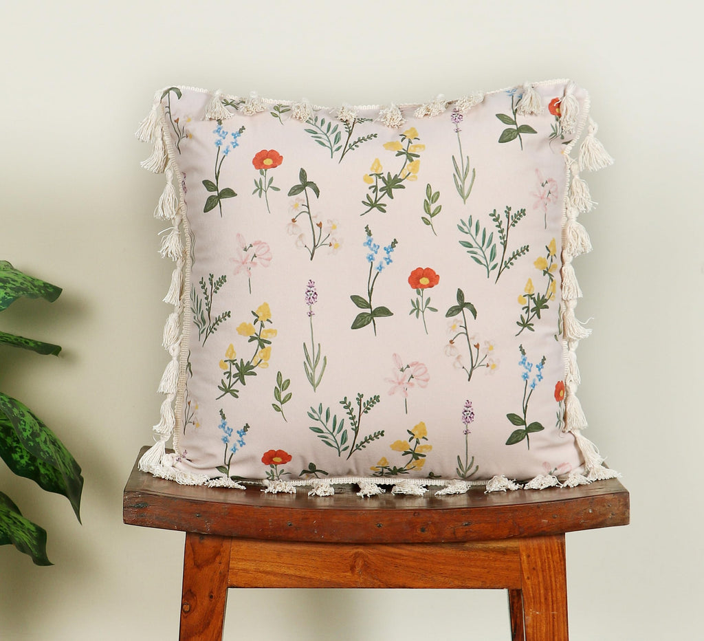 ishro home Premium Cushion Cover 16 inch x 16 inch | Set of 2 – Soft European Standard Fabric, Frill Design, Machine Washable | (2, Blooming Crane's-Bill, 16x16 Inch)