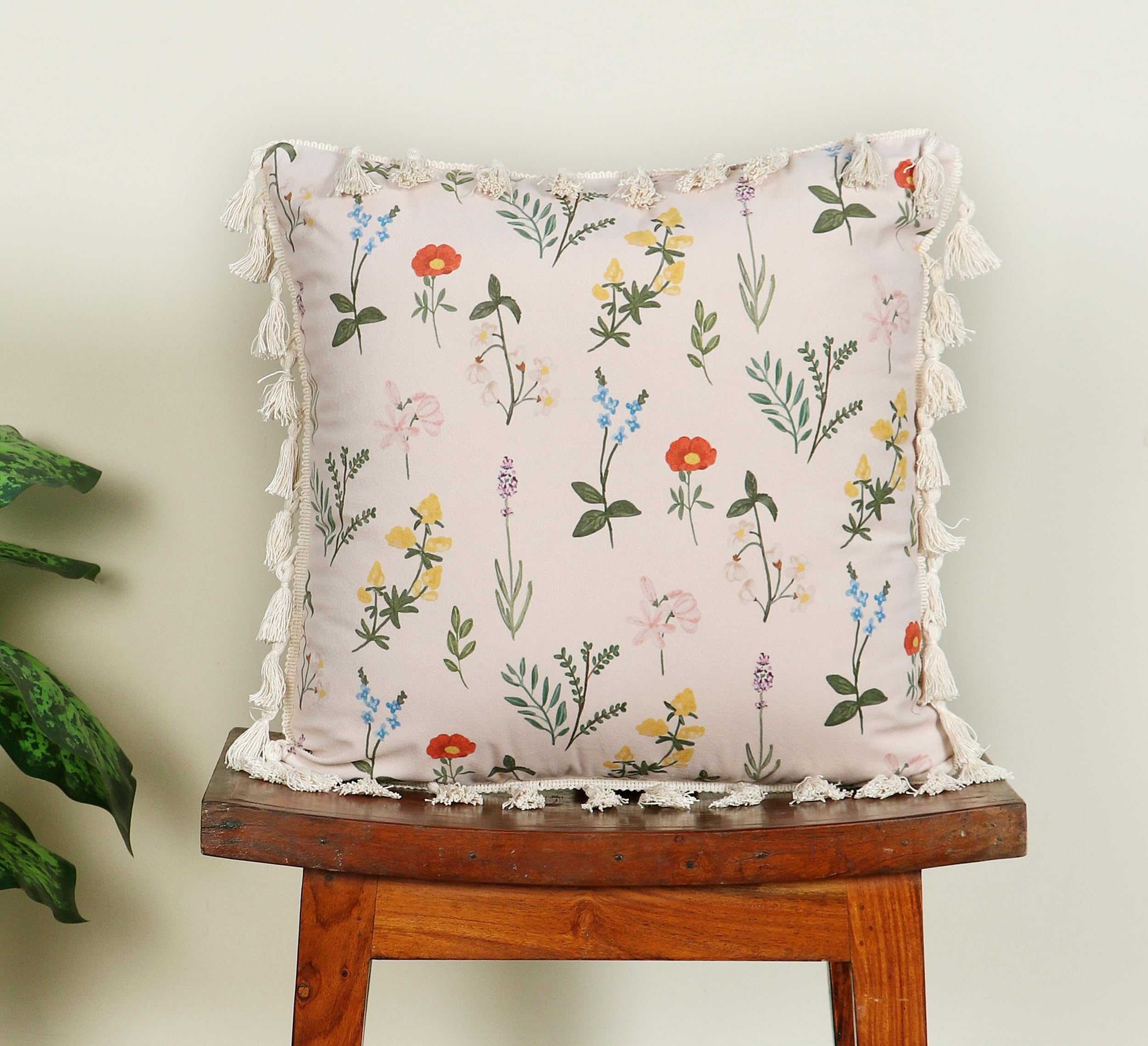 ishro home Premium Cushion Cover 16 inch x 16 inch | Set of 1 – Soft European Standard Fabric, Frill Design, Machine Washable | (1, Blooming Crane's-Bill, 16x16 Inch)