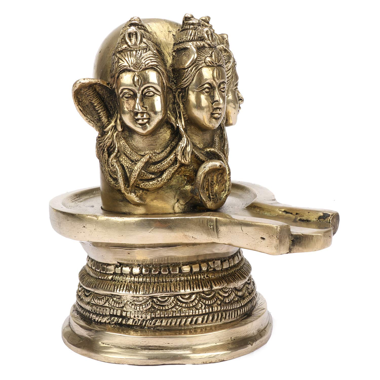 ARTVARKO Brass Metal Large Shivling Murti Idol Three Faces Shiva Shivlingam Puja Statue God Figurine for Home Decor Temple Showpiece