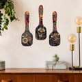 Artvibes Decorative Flower Art Spatula Shape Wall Hanging Decoration Item | Floral Art Decor Items | Wall Accent | Gift Items | Aesthetic Wooden Decor | Ethnic Wall Decor (WH_11003N), Set of 3