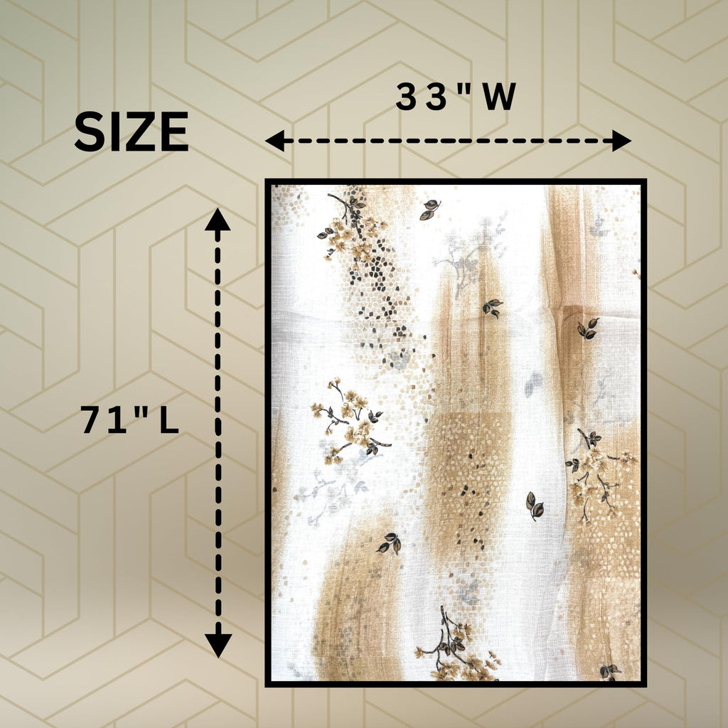 FAHABO Scarf Woman Floral Print Premium Mal Mal Textured Cotton Scarves with Tassels | Hijab Scarf | Headscarf | Neck Scarf | Stoles | Wraps | Size 71 L x 33 W (Elegance Cream, Brown)