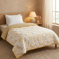 HUESLAND Reversible AC Quilt Blanket Single Bed | 100% Cotton Quilted Shell, Super Soft 120 GSM Microfibre Wadding | Lightweight Comforter for All Weather Use | 55 x 88 inches, Petal Kafalo