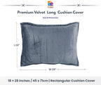 RD TREND® Velvet 250 GSM Rectangular 18x 28 Inches Cushion Covers Set of 2 | Throw Pillow Covers for Sofa, Bed & Living Room | Perfect for Home Décor Solid Grey