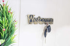 KridayKraft Metal Welcome Printed Key Holder for Living Room Bedroom Entrance Home Office Walls Décor Wall Hanging Key Hooks Wall Sculpture Modern Wall Art for Decoration & Gifting Purpose