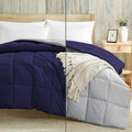 Luxury 100 GSM Summer Comforter Single Bed All Season AC Comforter/Blanket/Duvet Soft & Breathable Lightweight (60 X 90 Inches) - Single Bed Comforter - Navy Blue/Silver Grey Color Kafalo