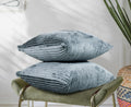RD TREND® Cushion Cover Set of 2, Decorative Sofa Living Room Home Square Cushion Covers 24 Inch x 24 Inch, Aesthetic Corduroy Striped Double Sided (Grey)