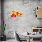Artvibes Tea Break Wooden Wall Hanging for Livng Room | Quotes Decor Item | Printed Wall Decoration for Dining Room | Wall Illustrations | Graphic Print Artwork | Unique Gift | Cafe Decor (WH_5511N)