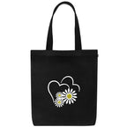 MASQ by Q-One Daisy heart Embroidered Canvas Tote Bags for Women with Zip, College Bag for Girls, 100% Organic Cotton Tote Bag for Traveling & Daily Use | Stylish Gifts for Women and Girl