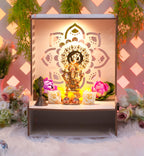 PIXELCRAFTS Folding Wooden Finish Wall Mount Temple/mandir for Office and Home (H 15.5X L 11.5X B 10.5) White (White 2)