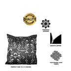 Vendola Decorative Satin Sofa Cushion Covers Set of 5, 20 Inch x 20 Inch, Sofa Cushion Pillow Cover, Black and White Colour, Tribal Design, Zipper Closure (Tribal, 20X20 Inches)